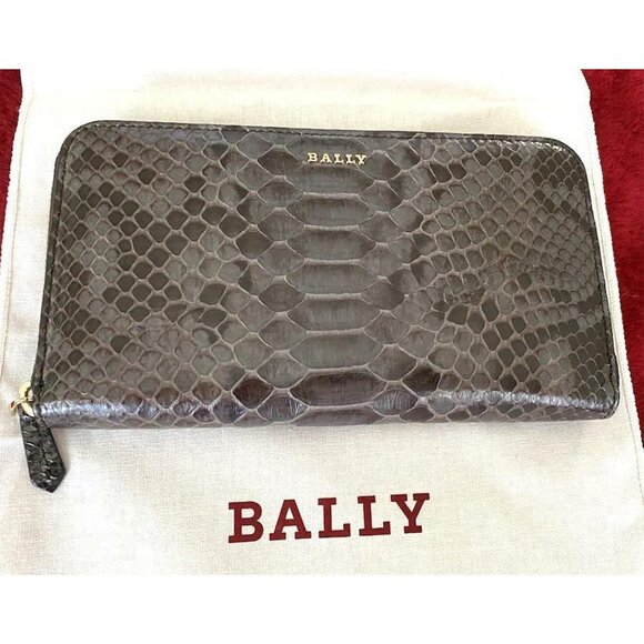 Bally Switzerland Morrisa Women's gray Python snakeskin zip-around wallet - Picture 1 of 12